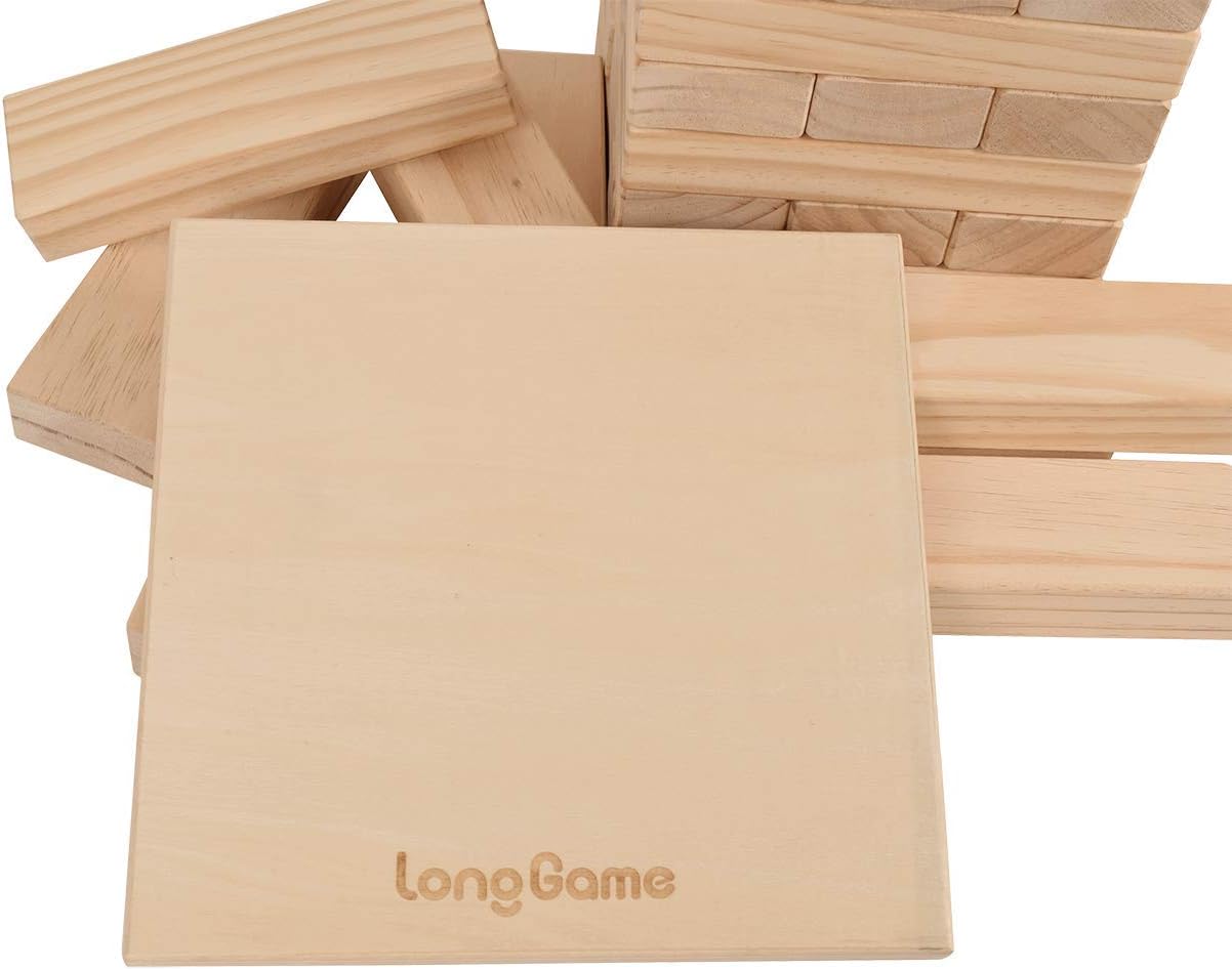 Outdoor Giant Tumbling Tower Games for Kids and Adults Jumbo Wood Stacking Lawn Yard Game with Carry Bag and Board 7 x 2.4 x 1.2 inches