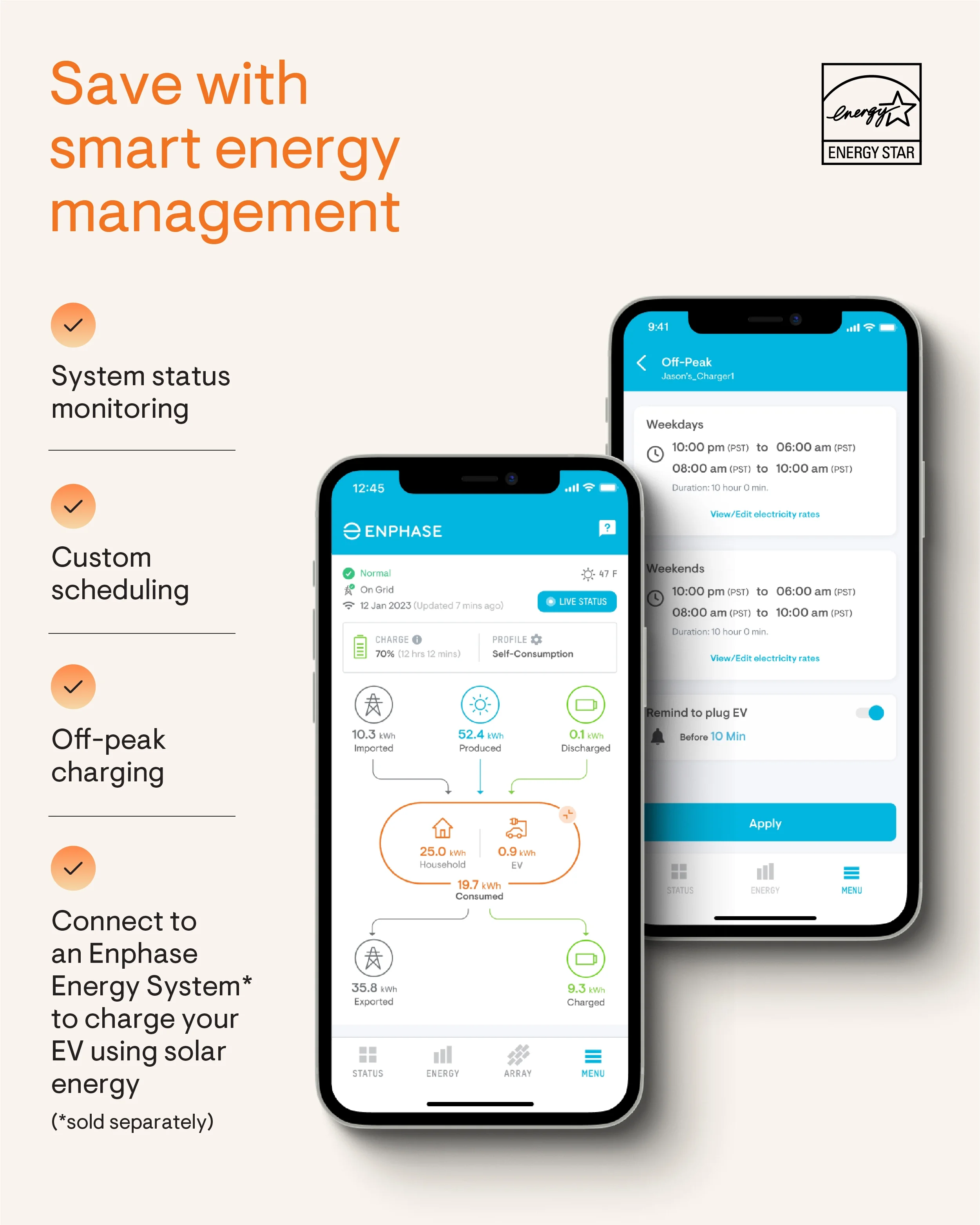 Enphase Smart Level 2 EV Charger with Wi-Fi, Safety Certified, 32 Amp, 240v, Hardwired, Indoor/Outdoor, Ruggedized 25ft Cable & J1772 Connector, IQ 40 Home Electric Car Charging Station