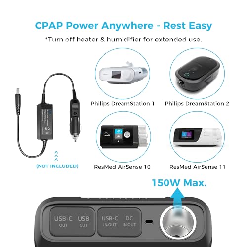 Renogy 72000mAh 266Wh 12v Power Bank with 60W PD, CPAP Battery for Camping, High Capacity Large Camping Power Bank with USB-C DC Wireless Charging & Flashlight, CPAP Battery Backup Power Supply