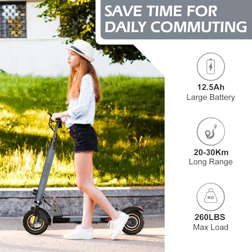Electric Scooter Adults, 800W Motor & 28 MPH Portable Folding Commuting Eletric Scooter, Up to 22 Miles Range, 10" Off Road Tires e Scooter, Dual Brake & Dual Suspension Scooter for Adult E-Scooter