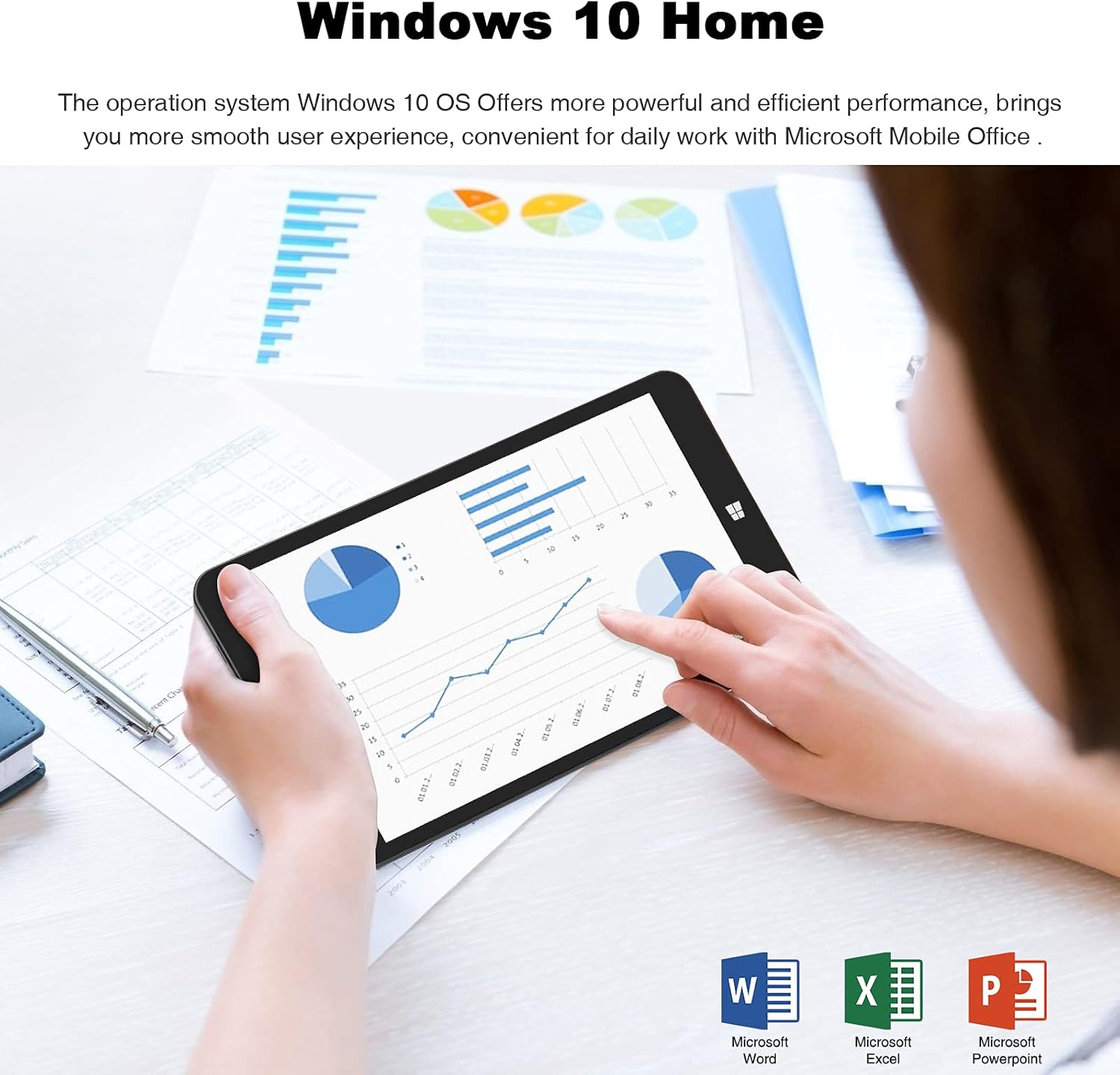 8" Windows Tablet with Micro USB, 4GB RAM 64GB Tablet with Windows 10 Home, Mini Business Touchscreen PC Computer with Bluetooth 4.0, WiFi, 2MP Dual Cameras, Headphone Jack,HDMI, 4000mAh Battery