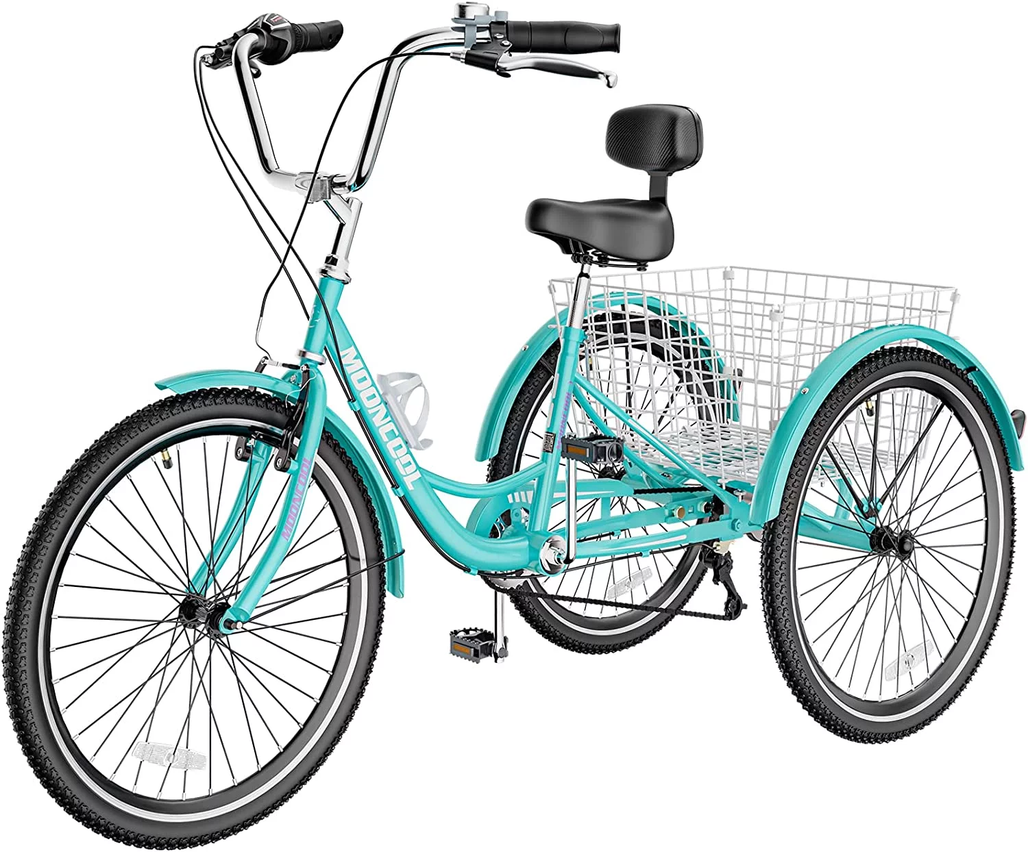 Mooncool Adult Tricycle 20/24/26 inch 7 Speed, Three Wheel Bicycle for Adult, Trike Cruiser W/ Tools & Big Basket for Exercise Shopping Picnic Outdoor Activities