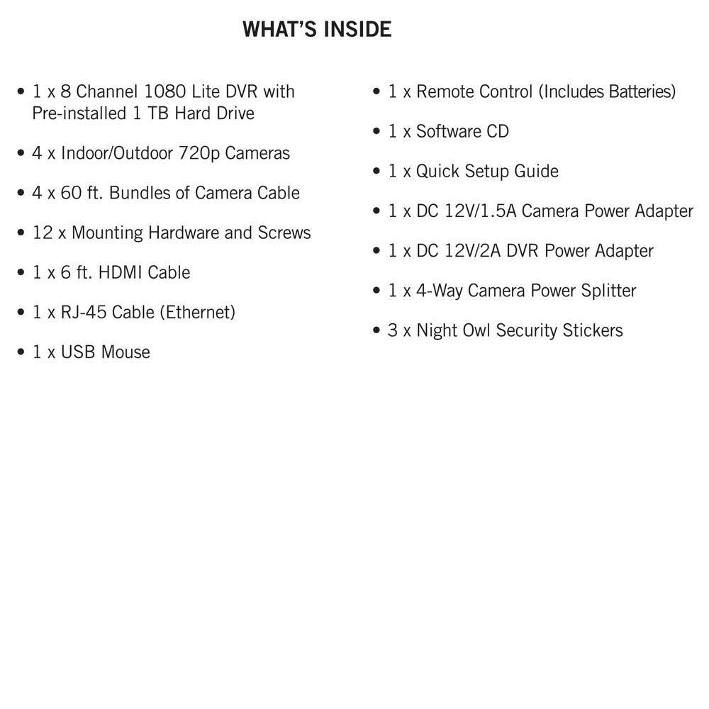 Night Owl HDA10L-7BU-841 8 Channel 1080 Lite HD Analog Video Security System with 1 TB HDD and 4 x 720p HD Wired Cameras