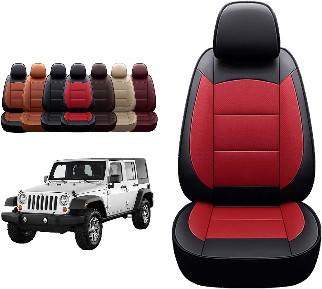 OASIS AUTO 1997-2006 Wrangler TJ Custom Leather Seat Covers Compatible with 1997 1998 1999 2000 2001 2002 Wrangler (1997-2002 Wrangler, Black)