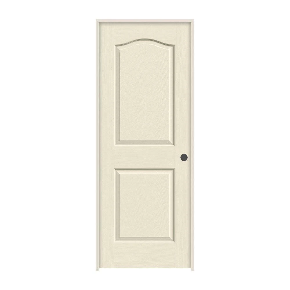 JELD-WEN 28 in. x 80 in. Camden Primed Left-Hand Textured Solid Core Molded Composite MDF Single Prehung Interior Door