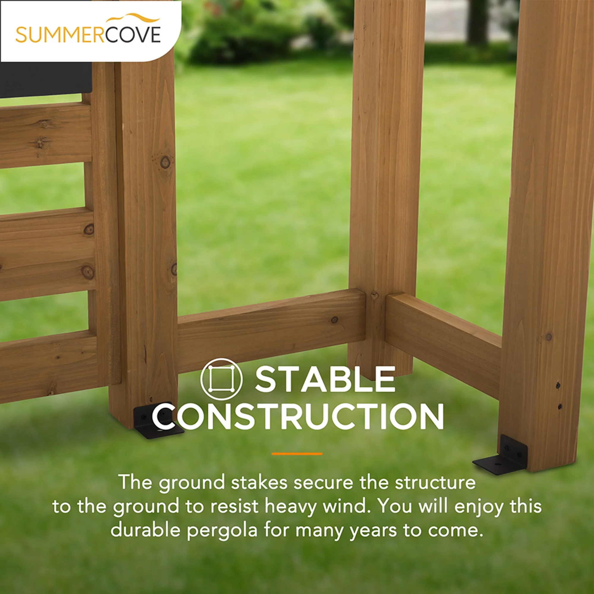 Sunjoy Sophia Outdoor Patio 10.5 ft. x 10 ft. Cedar Wood Pergola with Adjustable Hanging Planters