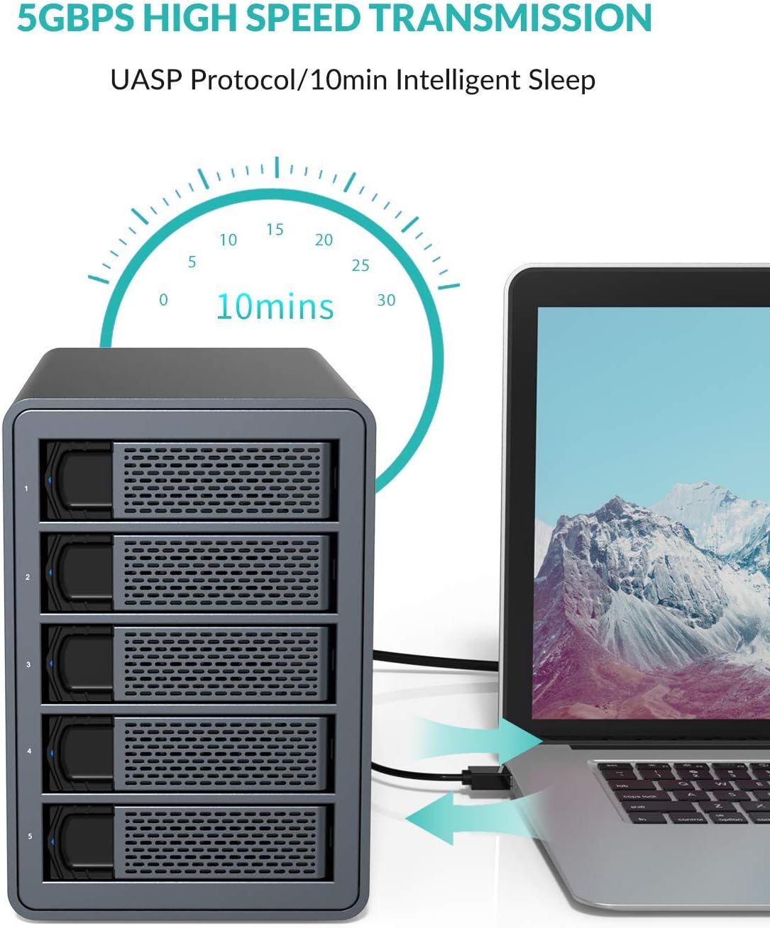4 Bay Hard Drive Enclosure,Yottamaster Aluminum Alloy 2.5/3.5 USB3.0 to SATA3.0 External HDD SSD Storage Enclosure,Support 4 x 18 TB Capacity,Ideal for Enterprise-Class Storage Solution[FS4U3]