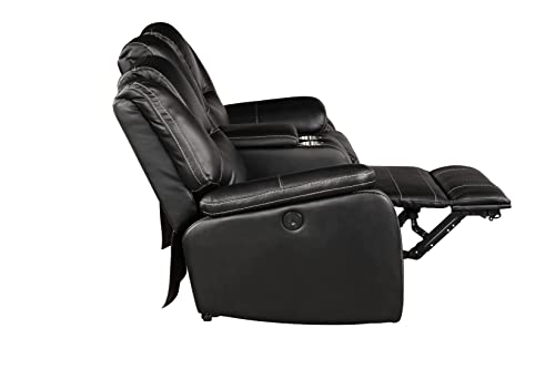 3 Pieces Power Reclining Sofa Set with Armchair, Loveseat and 3-Seat Sofa, Faux Leather Upholstered Couch Set with 2 Cup Holders and Headrest for Living Room, Black