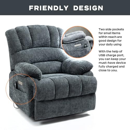Recliner/Recliner Chairs for Adults/Lift Chair Recliners for Elderly，Massage Recliner with Heat/USB Charge Port Suitable for People up to 6Ft 3In/350lb Range (S1 Beige)…
