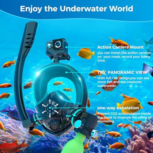 SMACO Mini Scuba Tank with Snorkel Mask 0.5L Portable Small Diving Tank with Full Face Diving Mask Reusable DOT Certified Pony Bottle Diving Cylinder Kit for Snorkeling Recreational Diving S300Plus