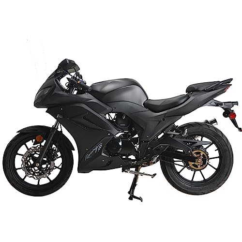 HHH 125cc Motorcycle with Manual Transmission for Adult Youth Bike 125cc Scooter with led Lights and 17 inches Wheels (Black Color)