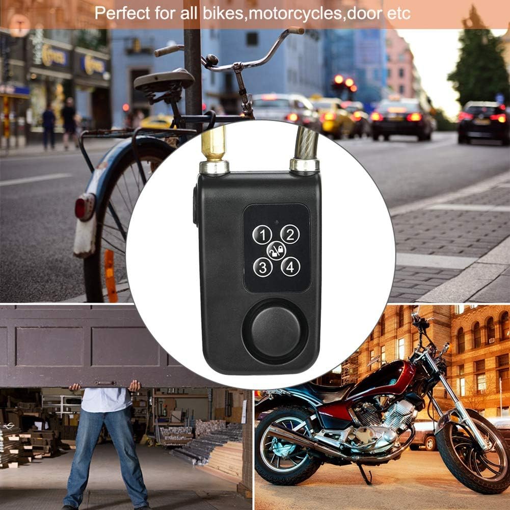 Bike Lock,Anti-Theft Security Wireless Remote Control Alarm Lock 4-Digit Password LED Indication IP55 Waterproof for Indoor and Outdoor use