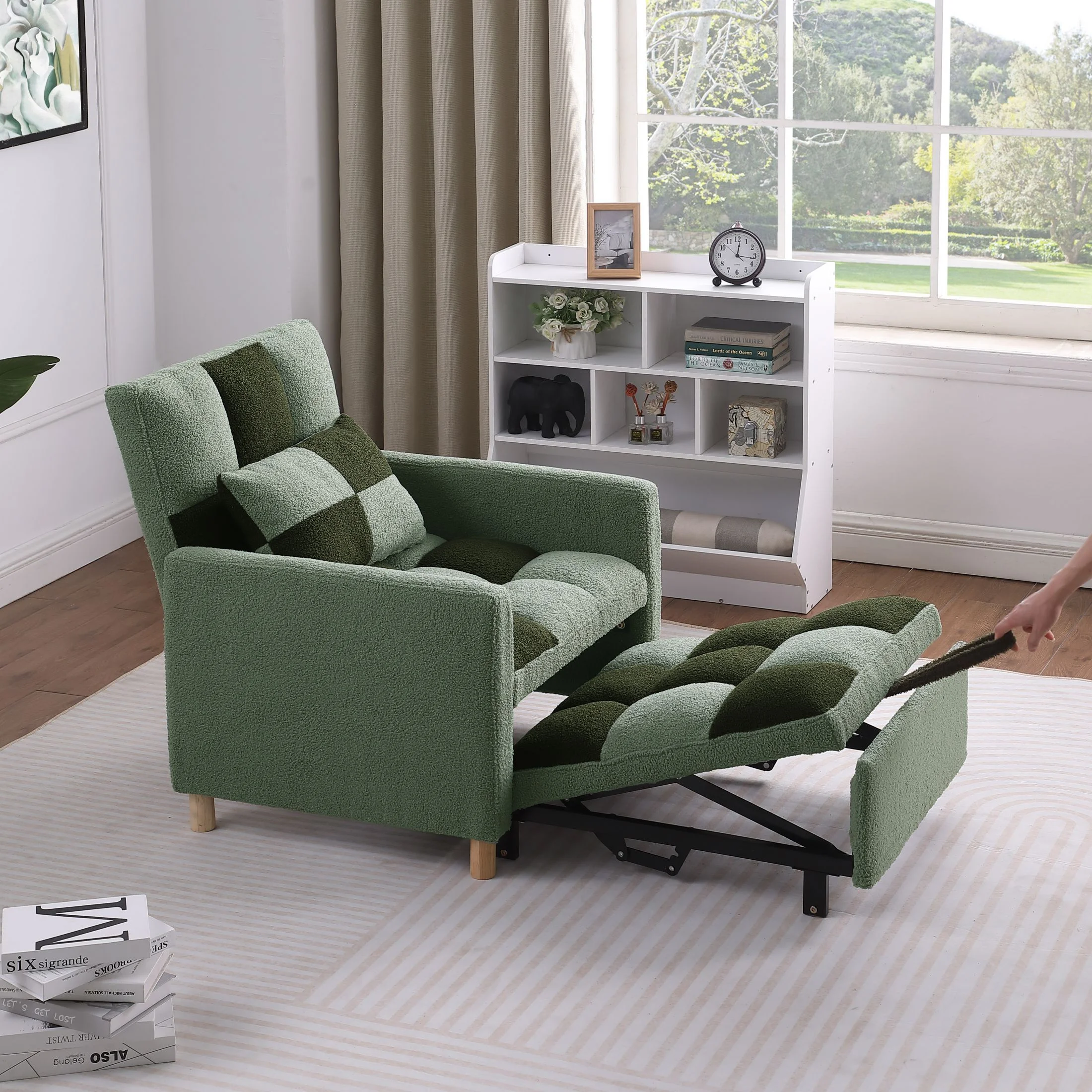 Zechuan Convertible Sleeper Sofa Chair Bed,Adjustable Chair with Pillow,Multi-Functional Sleeper Chair with Soft Teddy Fabric