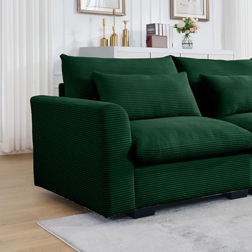 Ottomans for Modular Sectional Sofa, Corduroy Deep Seat Couch Ottomans Footrest to Combine with 2 Seater Sofa, 3 Seater Sofa and 4 Seater Sofa, Brown