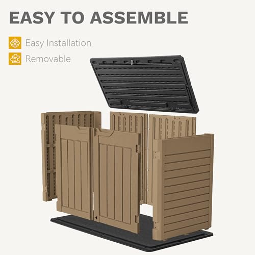 DWVO Outdoor Weather-Resistant Horizontal Storage Shed, 35 Cu Ft Capacity, Lockable and Waterproof, Suitable for Storing Garden Tools, Light Gray