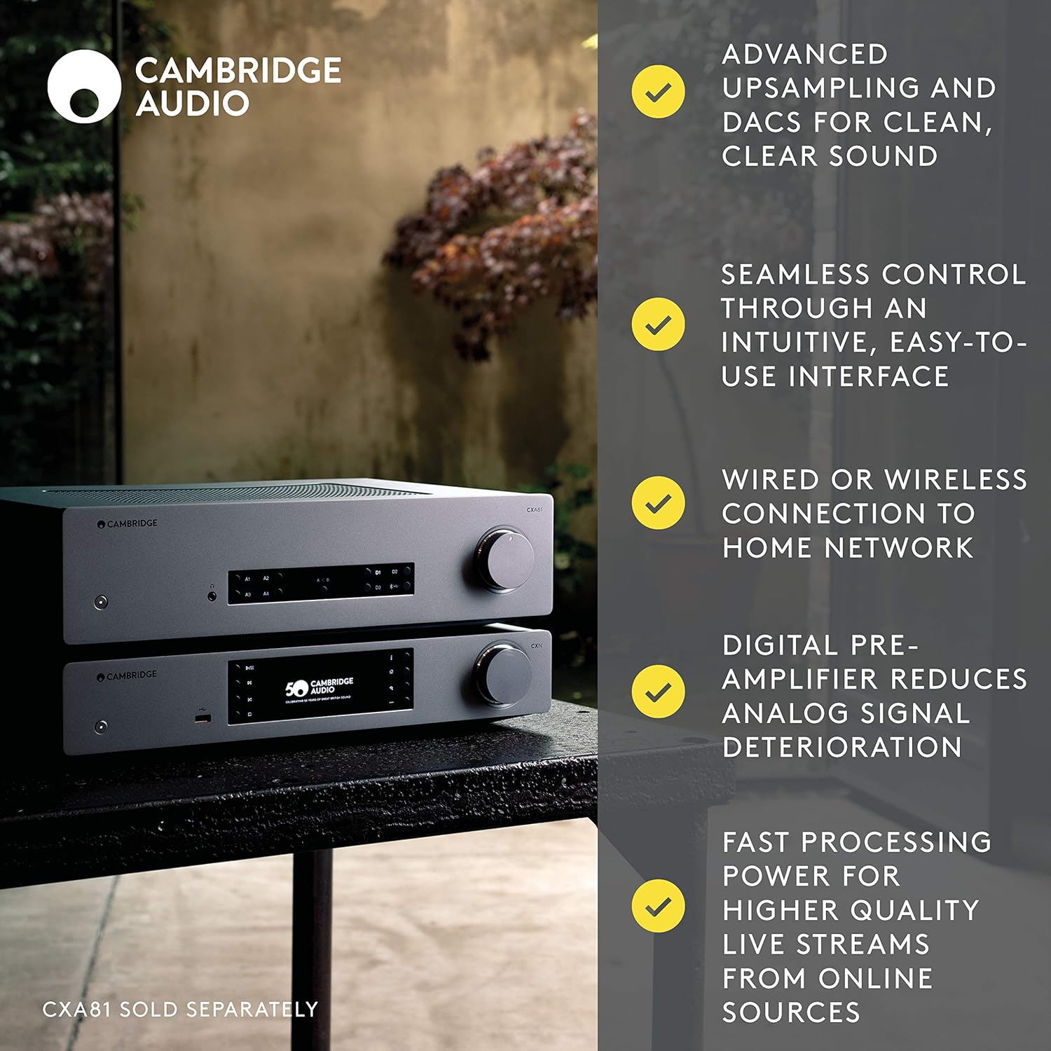 Cambridge Audio CXN V2 Stereo Network Streamer - All-in-One Wireless Media Streaming with WiFi (Lunar Grey)