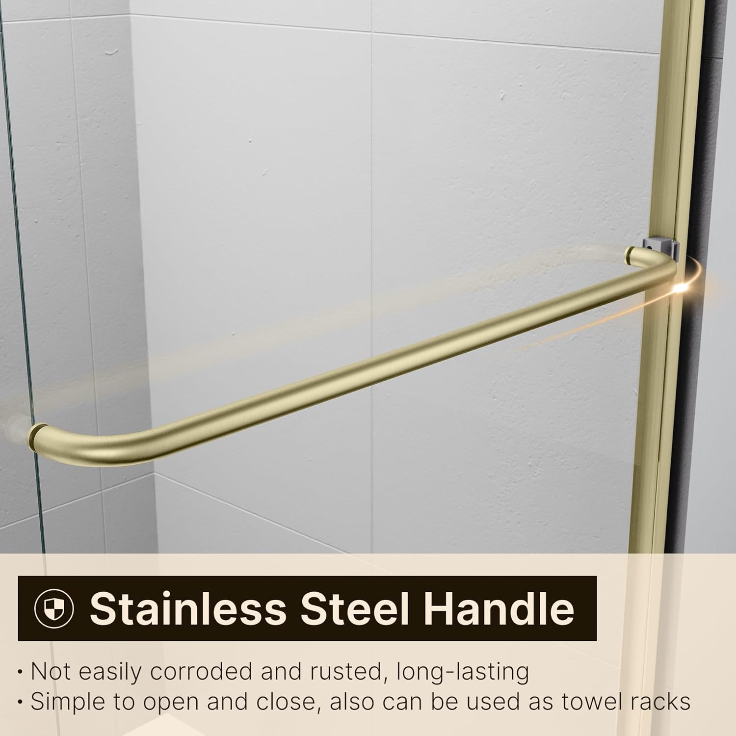 ELEGANT 60 in. W x 72 in. H Double Sliding Shower Door, Semi-Frameless Bypass Shower Glass Door, 1/4" Clear Tempered Glass, Brushed Gold Finish
