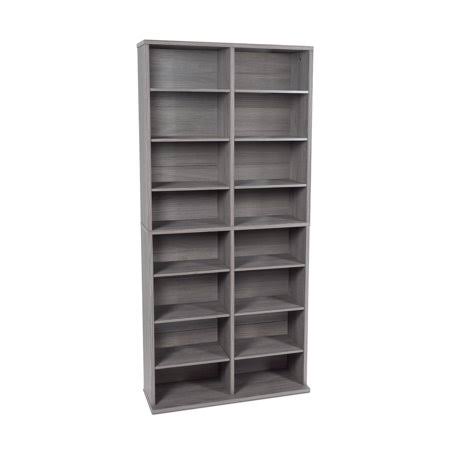 Atlantic 25 inchx54 inch Oskar Adjustable Wood Media Storage Shelf Bookcase (228 DVDs, 464 CDs), Graphite Woodgrain, Size: 25 in