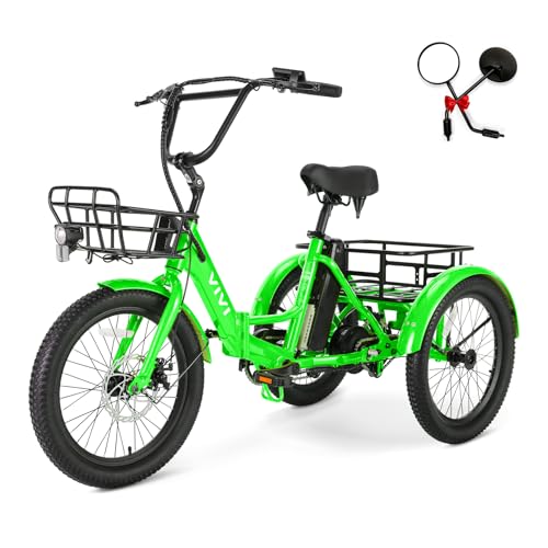 Vivi T01 20" x2.6 Fat Tire Electric Tricycle for Adults, 750W Peak 20'' Folding 3 Wheels Electric Bike, 95% Pre-Assembled, Speed Differential, 15.5MPH Eletric Trike with Bracket