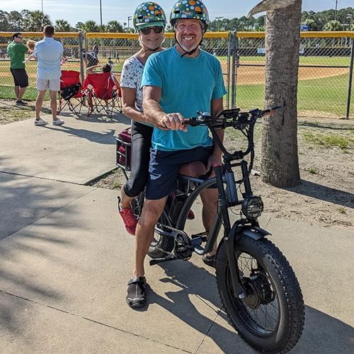 (US Warehouse) Dual Motor 2000W Electric Bike for Adults, Full Suspension, 18AH Removable Battery, Mountain Snow E Bike Fat Tire Sports Bicycle with Long Seat & Basket