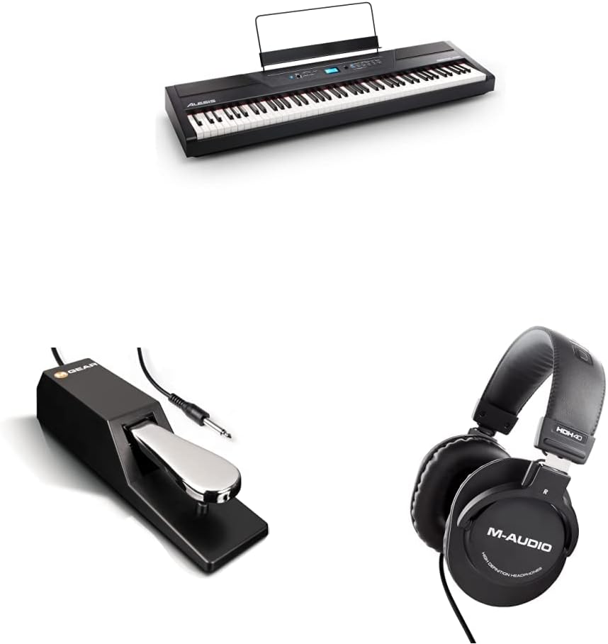 Alesis Recital Pro - 88 Key Digital Piano Keyboard with Hammer Action Weighted Keys, 2x20W Speakers, 12 Voices, Record and Lesson Mode, FX and Display