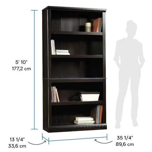 Sauder 5 Tier Book Shelf Wooden Bookcase Multipurpose Bookshelf for Home Office, Living Room, in Chalked Chestnut