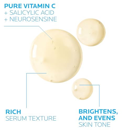 La Roche-Posay Pure 10% Vitamin C Serum For Face With Hyaluronic Acid & Salicylic Acid, Hydrating & Brightening Serum, Boost Radiance & Reduce Wrinkles, Paraben Free, Stocking Stuffers
