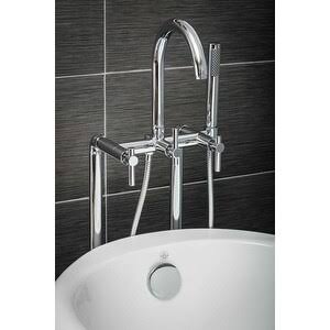 Pelham u0026 White Luxury Tub Filler Faucet, Modern Design, Floor Mount Installation, Lever Handles, Polished Chrome Finish - Br