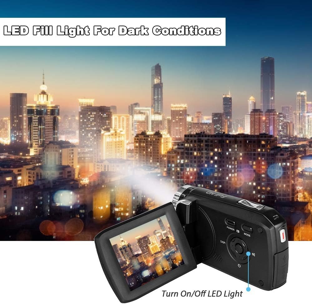 Kids Video Camcorder Vmotal Kids Camcorders Video Camera FHD 1080P 12.0MP 2.8 Inch LCD 270 Degrees Rotatable Screen 8X Digital Zoom Camera Vlogging Camera Video Recorder for Kids(Black) Pack of 2