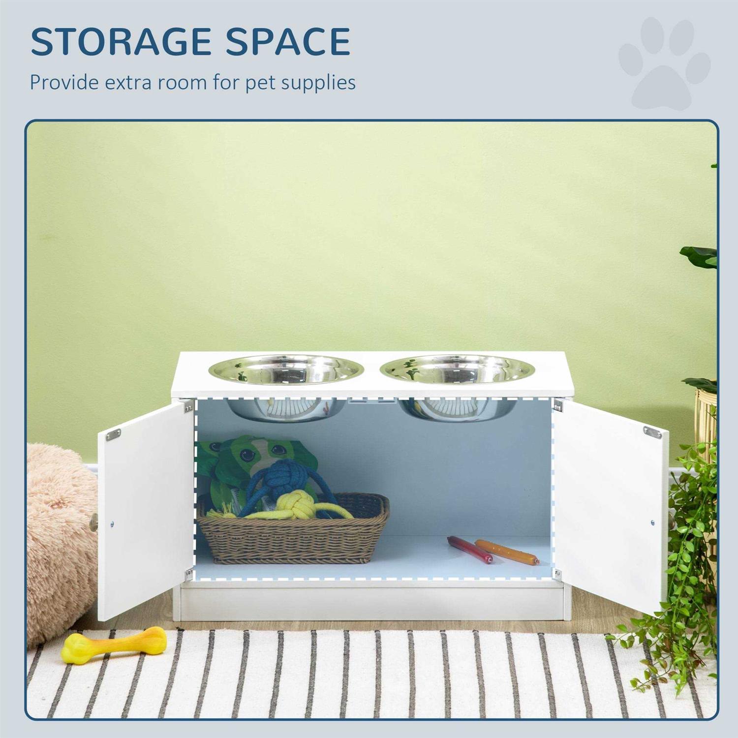PawHut Large Elevated Dog Bowls with Storage Cabinet Containing Large 44L Capacity - Pet Supplies online store