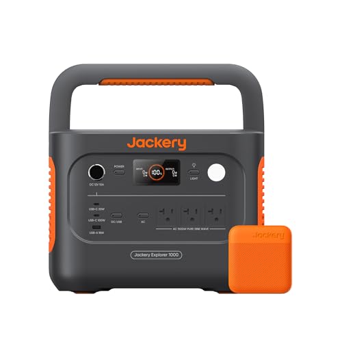 Jackery Explorer 1000 v2 Portable Power Station,1070Wh LiFePO4 Battery,1500W AC/100W USB-C Output, 1 Hr Fast Charge, Solar Generator for Camping,Emergency, RV, Off-Grid Living(Solar Panel Optional)