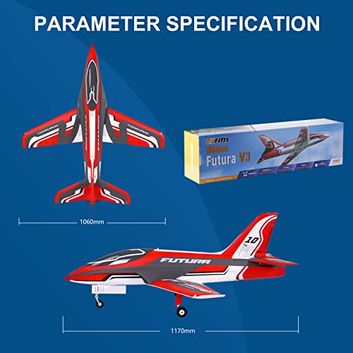 Fms Rc Plane for Adults EDF Jet Remote Control Airplane Futura V3 80mm Ducted Fan 12-Blade 6 Channel Rc Planes PNP (No Radio, Battery, Charger)