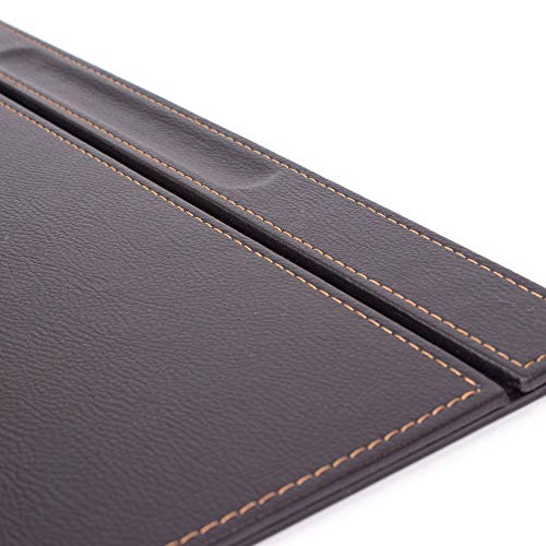 MOOGCO Leather Desk Set-Desk Office Accessories-Office Organizer- Home Office Accessories - Desk Supplies - Desk Storage Organizer -Desk Pad-Storage-12 Pieces -12 PCS (BLACK-WHITESEAM)