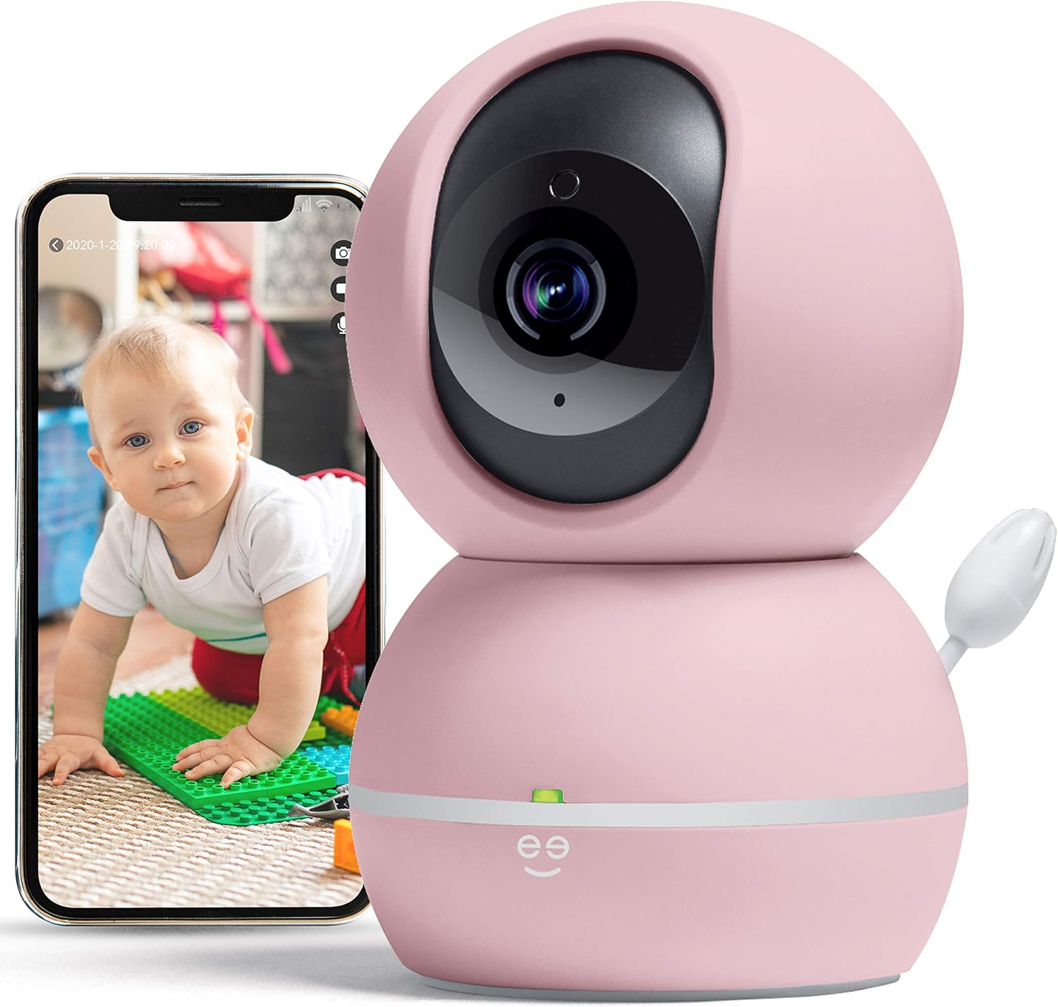 Geeni Smart Home Pet and Baby Monitor with Camera, 1080p Wireless WiFi Camera with Motion and Sound Alert (White)