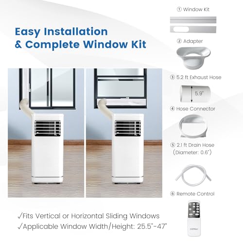 ARLIME Portable Air Conditioner,10000 BTU AC Unit, 3 in 1 Cooling Unit w/Dehumidifier, Fan Mode, Quiet AC Sleep Mode, 24H Timer, LED Display & Remote Control, Cool Rooms up to 250 Sq.Ft