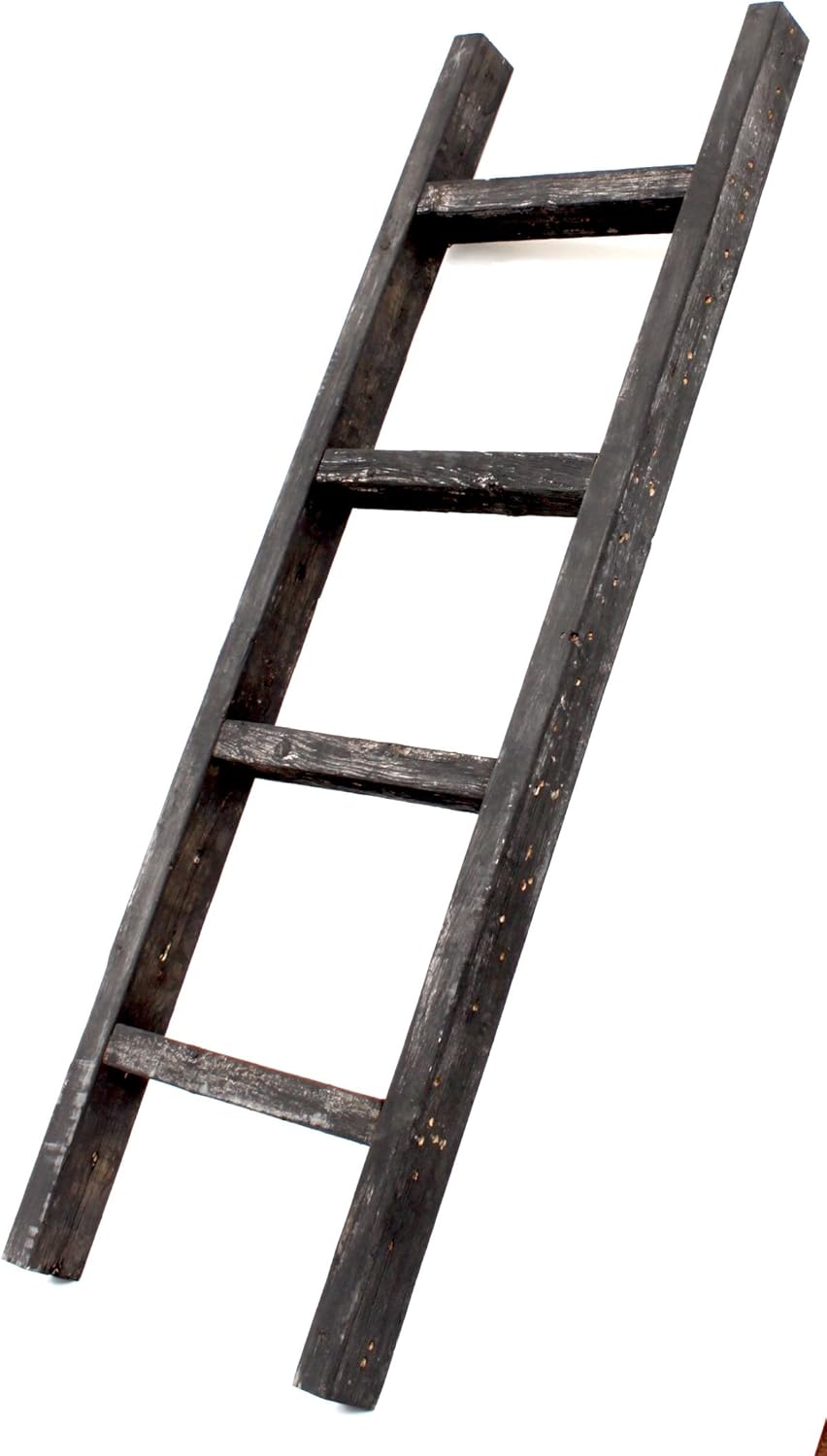 BarnwoodUSA Rustic Farmhouse Decorative Ladder - Our 6ft 2x3 Ladder can be Mounted Horizontally or Vertically | Crafted from 100% Recycled and Reclaimed Wood | No Assembly Required | Weathered Gray