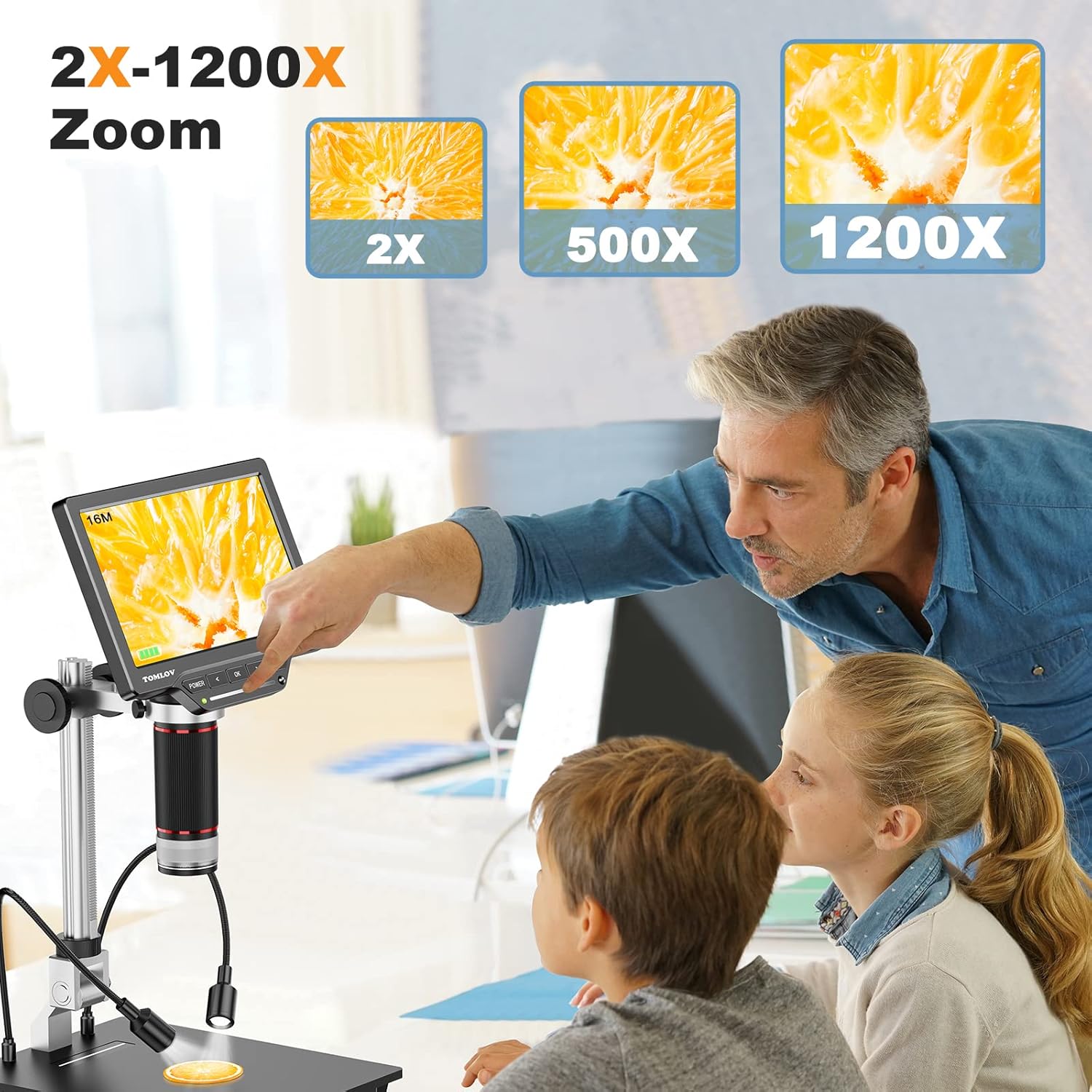 TOMLOV DM10 8.5'' Digital Microscope 50X-1300X Soldering Microscope, UHD Video Microscope with 12MP Ultra-Precise Camera Sensor for Adults, SD Card Include