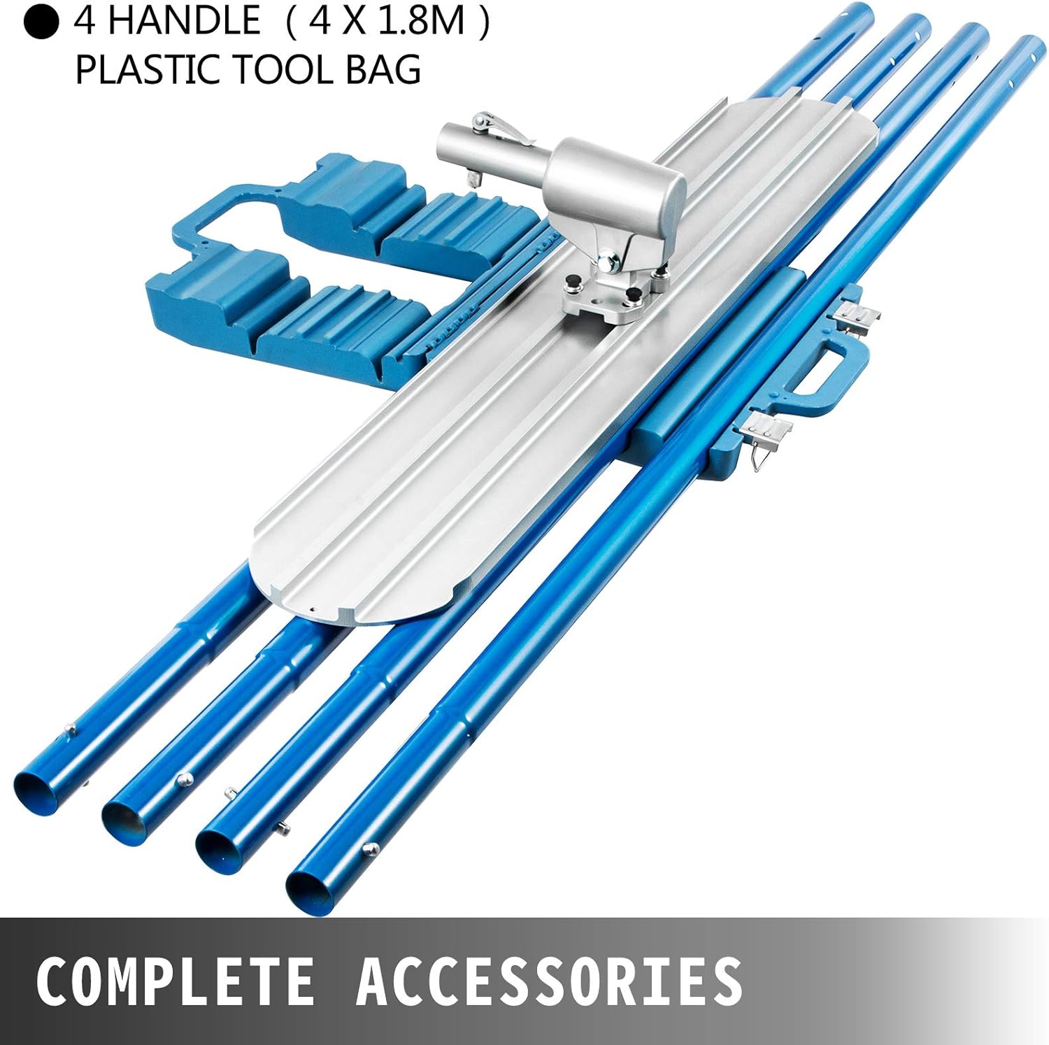 VEVOR Bull Float Magnesium Concrete Float 48 x 8" Round End Concrete Float Tool Cement Tool Bull Concrete Kit Bull Float with 4 Float Handle Bull Float Bracket Concrete Tools Finishing Bull Float
