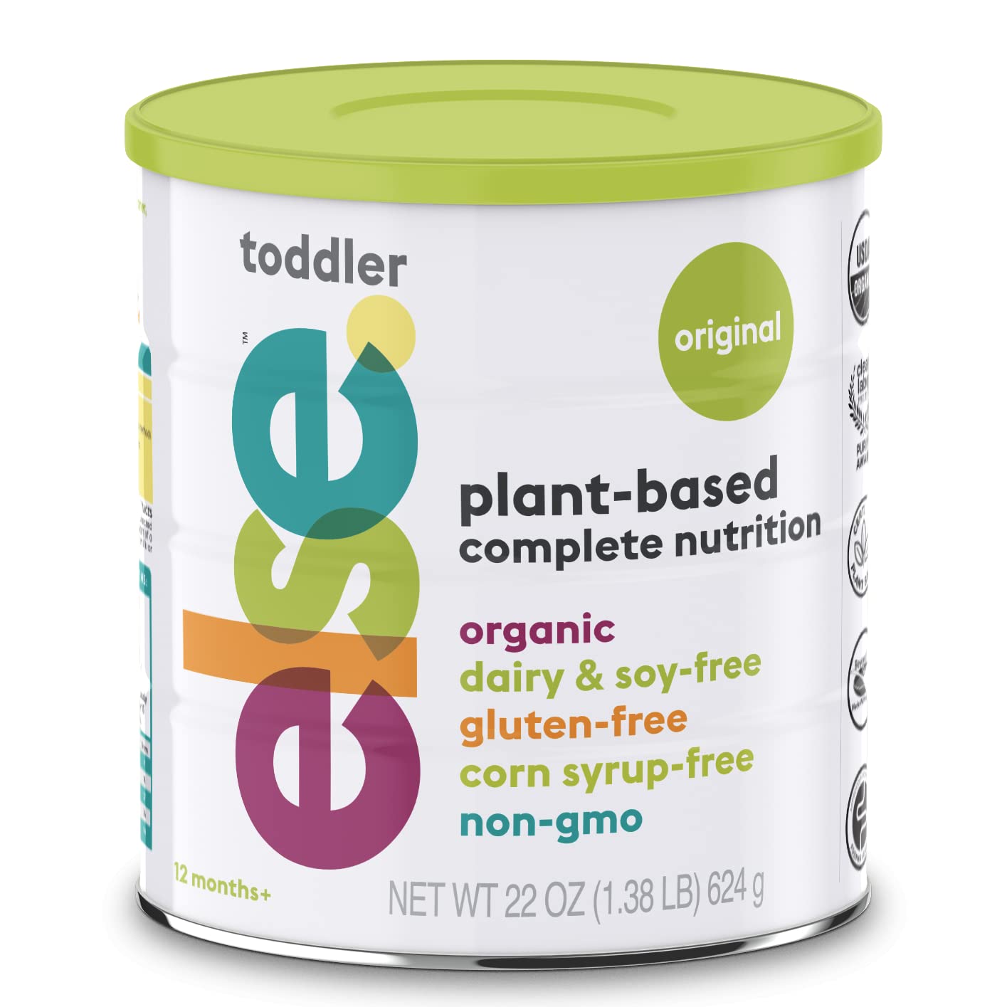 (4-Pack) Else Plant-Based Complete Nutrition Formula for Toddlers 12 mo.+, 22 Oz., Dairy-Free, Soy-Free, Corn-Syrup Free, Gluten-Free, Non-GMO, All Natural, Vitamins and Minerals for, Vegan, Organic