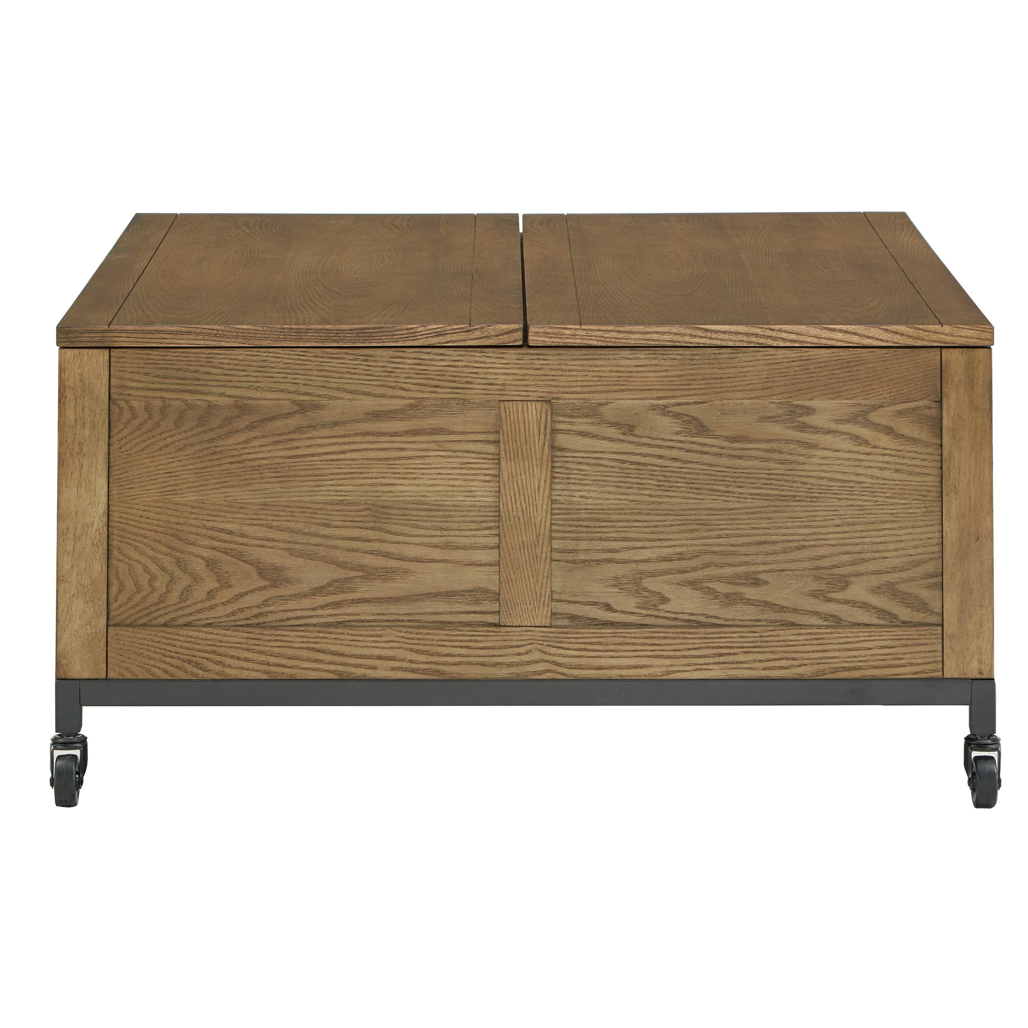Shay Square Storage Trunk Cocktail Table with Caster Wheels by Inspire Q Artisan - Brown