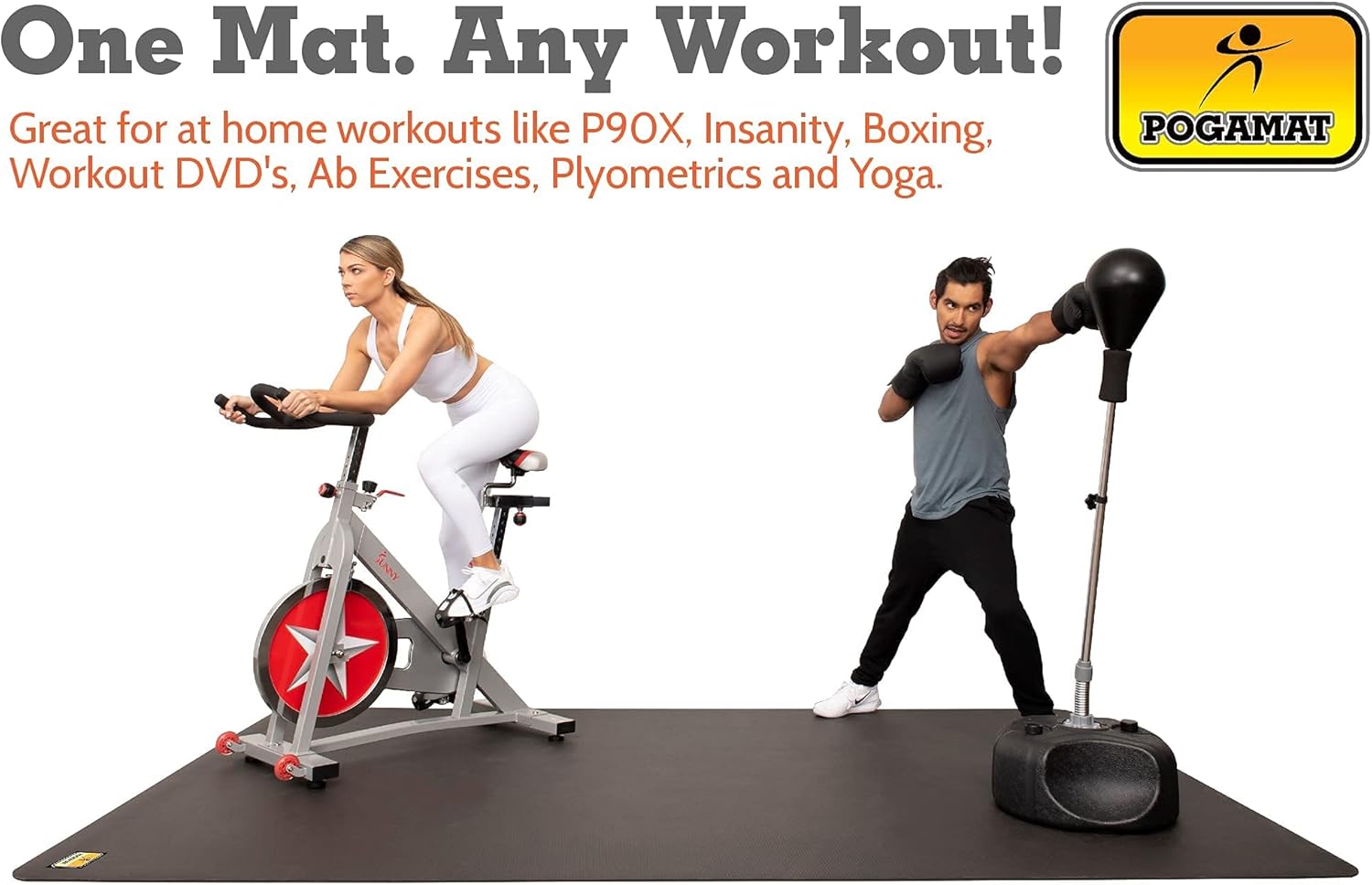 Premium Large Exercise Mat - 6 ft X 6 ft X 1/4" Thick Durable Workout Mat For Home Gym Flooring - Works Great For All Cardio, Yoga Mat, Exercise Bike Mat - Use With Or Without Shoes