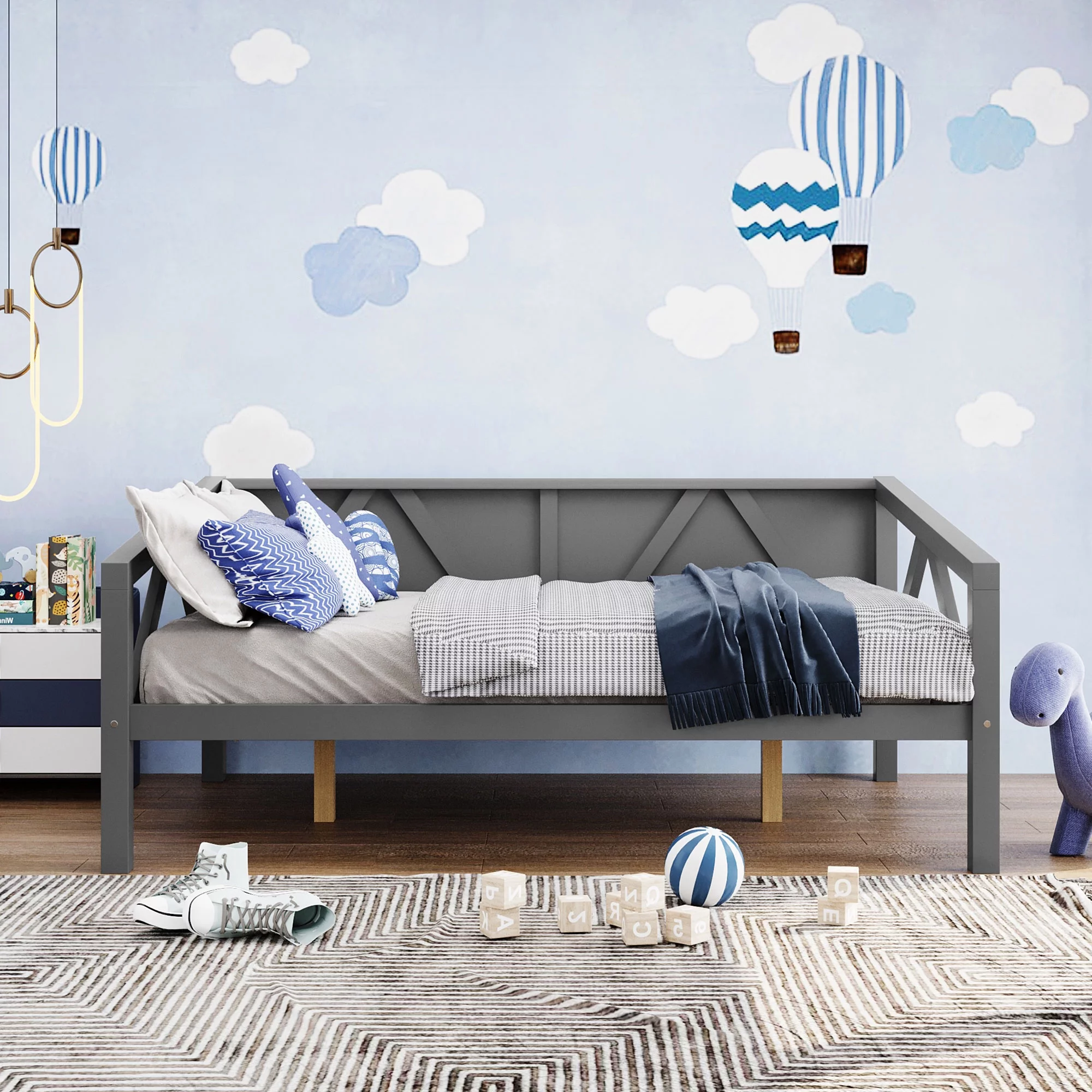 Full size Daybed, Wood Slat Support, Gray - Curated Treasures Market