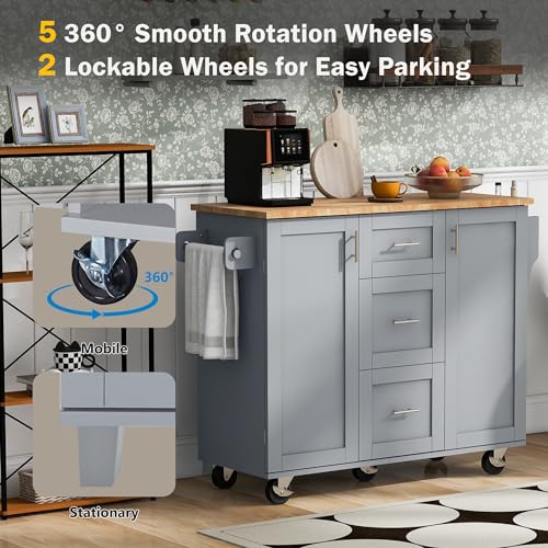 Farmhouse Kitchen Island With Storage Large Kitchen Island With Drop Leaf Rolling Kitchen Island With 3 Drawer 2 Slide-Out Shelf And Internal Storage Rack White Kitchen Island For Restaurants