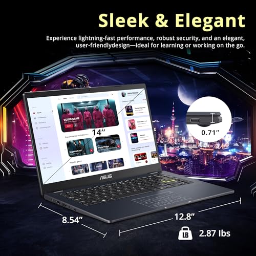 ASUS E410 Intel Celeron N4020 4GB 64GB 14-Inch HD LED Win 10 Laptop (Star Black)