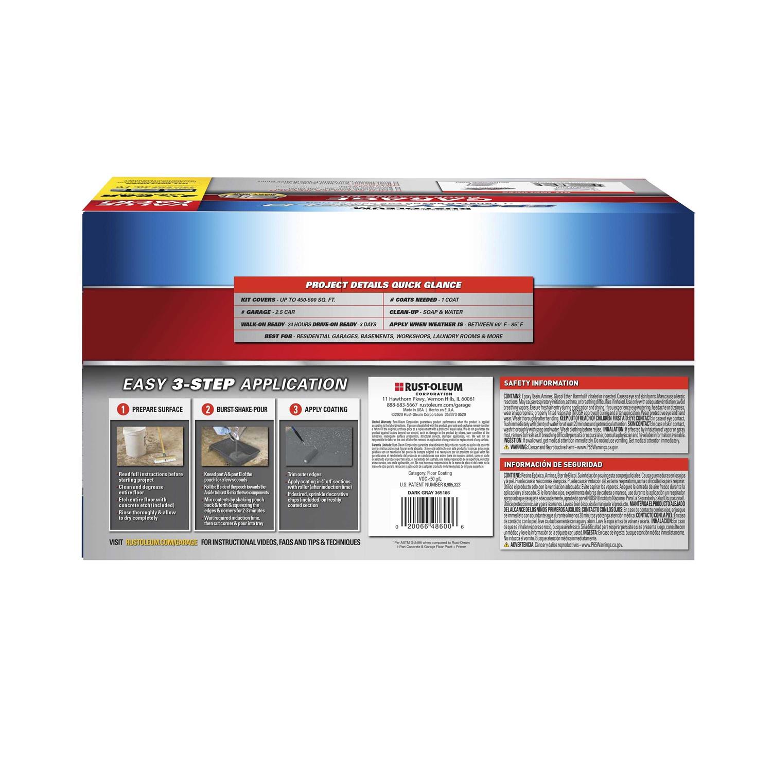 Rust-oleum 365186 EpoxyShield Garage Floor Coating 2.5 Car Kit Dark - Shop Hardware Tools Online Store