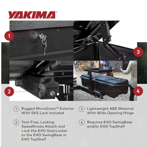 Yakima EXO GearLocker Car Cargo Carrier, Hard Top Shell Box for EXO SwingBase System, Black - Heavy-Duty Vehicle Storage Accessories for Travel and Camping