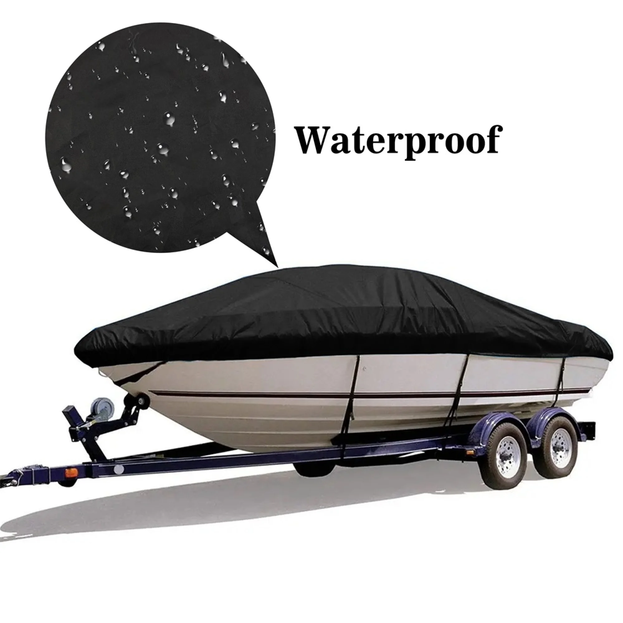 Waterproof Heavy Duty Boat Cover Trailerable Boat Covers Fit V-Hull Tri-Hull Mooring Runabout Fishing Ski Bass Boat 17 ft-19 ft