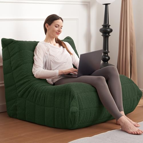 Bean Bag Chair Big Sofa Beanbag Chair for Adults Fireside Chair Bean Bag Lounger with Memory Foam Filled for Home,Apartment or Gaming Venue(Black Plush)