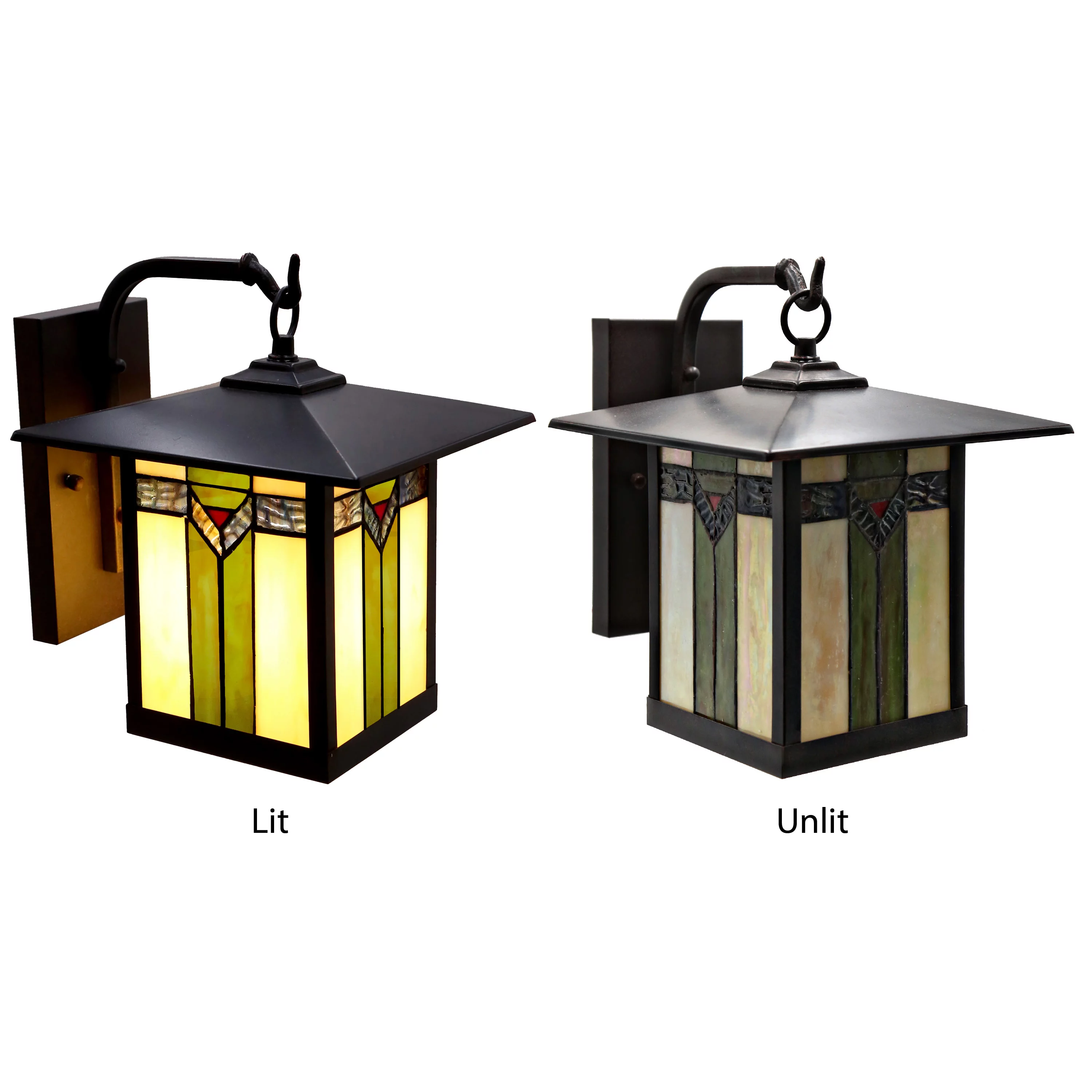 River of Goods Southwest 1-Light Bronzed Outdoor Stained Glass Wall Sconce