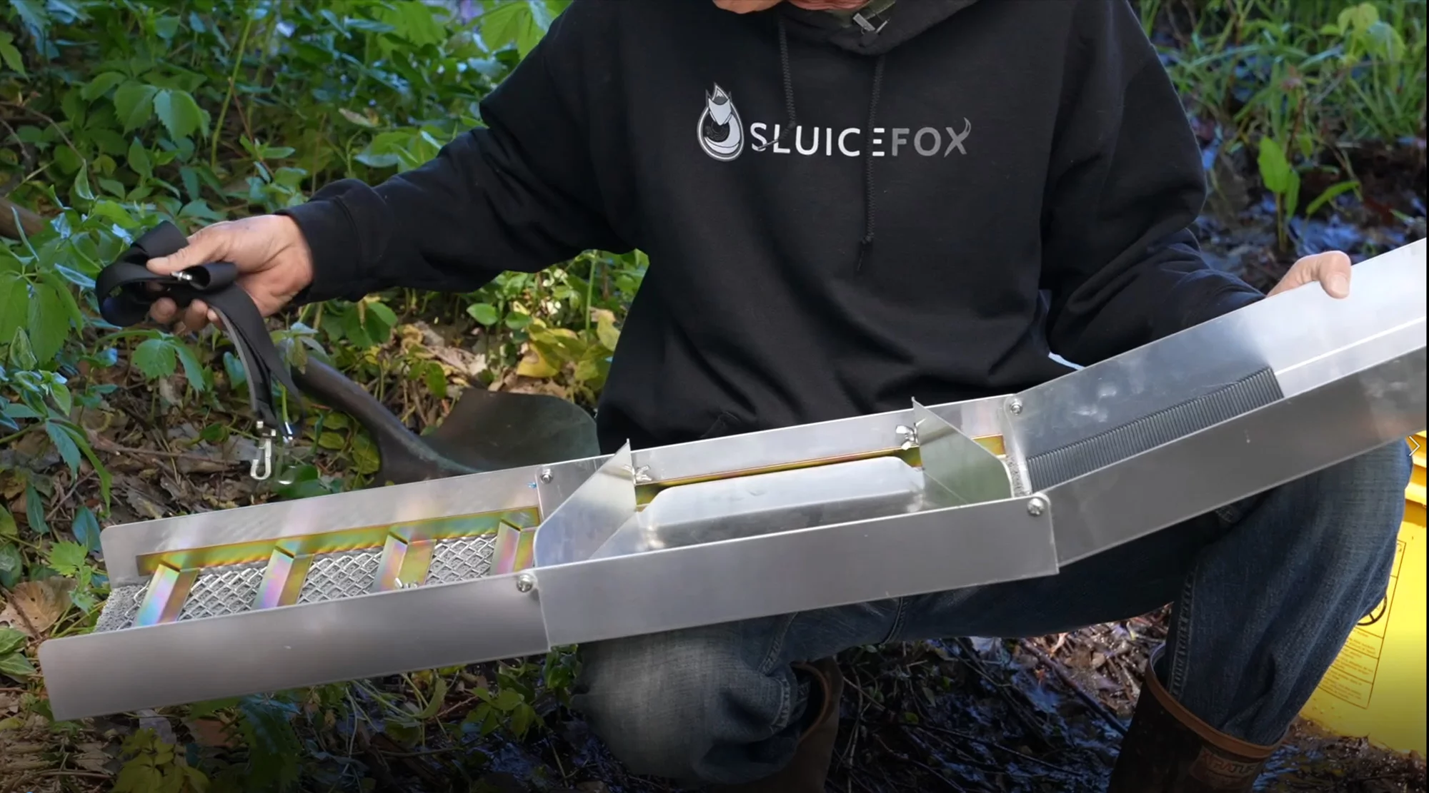 Sluice Fox Complete Gold Mining Kit; Folding 50 inch Gold Sluice Box; Gold Prospecting Equipment; Rock Pick Hammer; Gold Classifiers; Pay Dirt Scoop; Crevice Tools and more